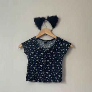 Used floral black crop top
